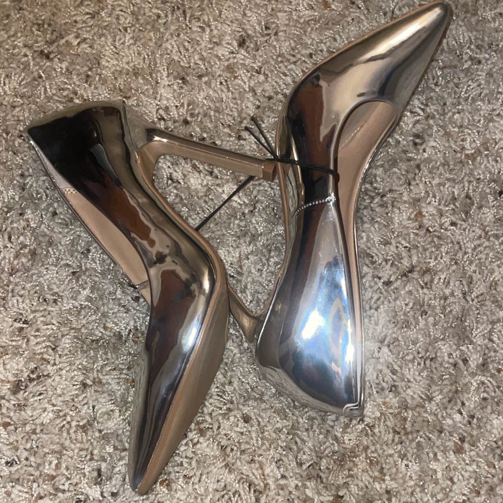 Express Metallic Silver Pointed Heels